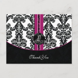 Cartões de agradecimento da fuchsia damask