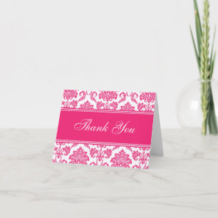 Cartões de Agradecimento Damask Fuchsia