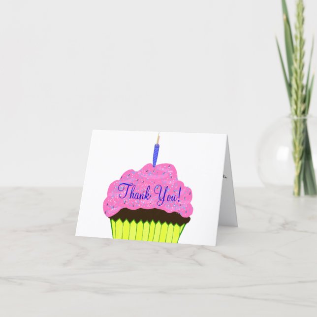 Cartões de Agradecimento de Aniversário de Cupcake (Frente)
