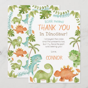 Cartões de agradecimento de aniversário de dinossa