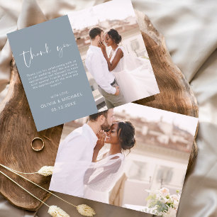 Cartões de Agradecimento de Casamento Azul Empoeir