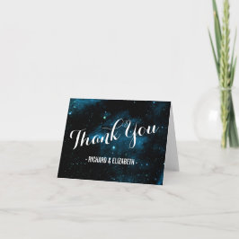 Cartões de Agradecimento de Casamento Blue Galaxy
