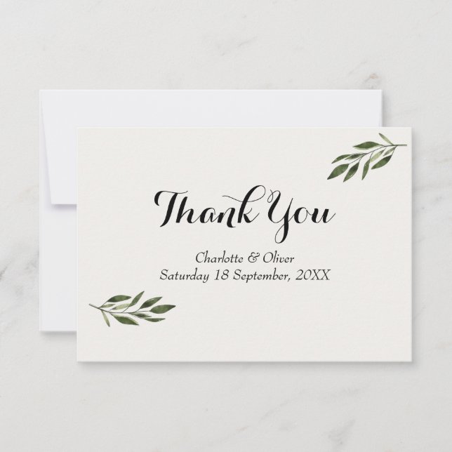 Cartões de Agradecimento de Casamento Botânico Ele (Frente)