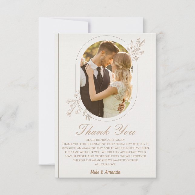 Cartões de Agradecimento de Casamento com Foto e L (Frente)