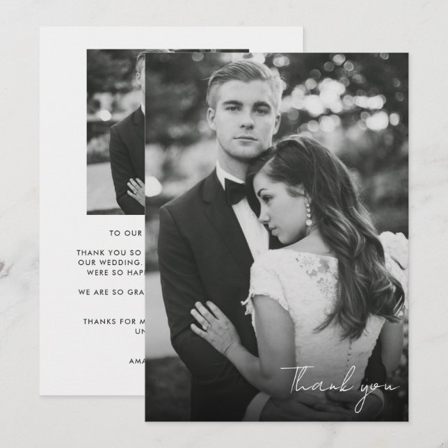 Cartões de Agradecimento de Casamento com Foto Pre (Frente/Verso)
