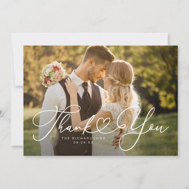 Cartões de Agradecimento de Casamento com Foto Scr (Frente)