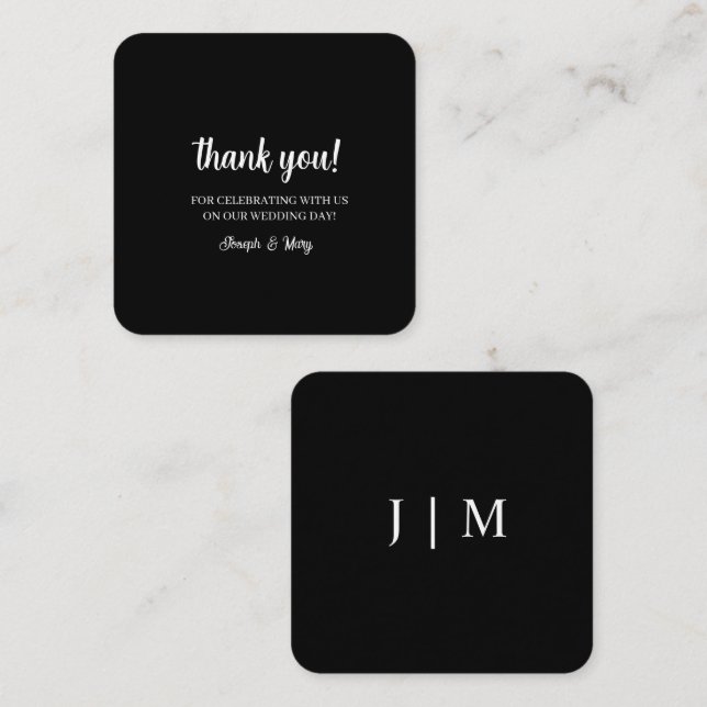 Cartões de Agradecimento de Casamento com Monogram (Frente/Verso)