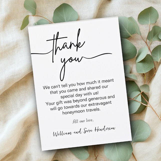 Cartões de Agradecimento de Casamento com Roteiro  (Thank You Script Wedding Thank You Postcards)