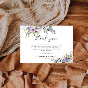 Cartões de Agradecimento de Casamento Florais Roxo