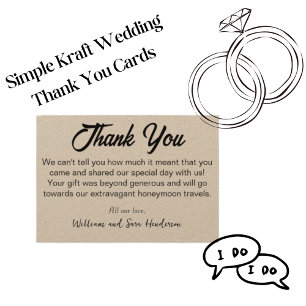 Cartões de Agradecimento de Casamento kraft Agrade