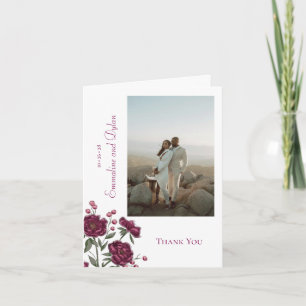 Cartões de Agradecimento de Casamento Maroon Rose