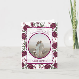 Cartões de Agradecimento de Casamento Maroon Rose