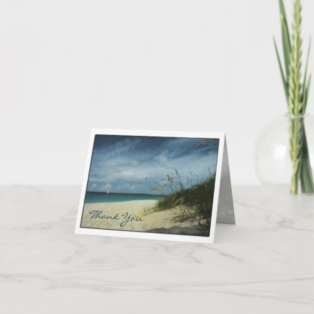 Cartões de Agradecimento de Casamento na Praia (Frente)