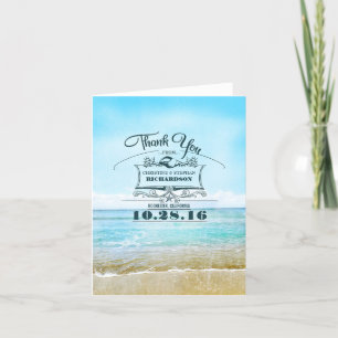 Cartões de agradecimento de casamento na praia