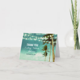 cartões de agradecimento de casamento na praia com
