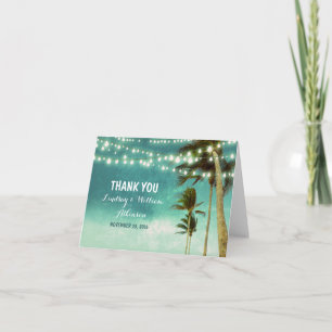 cartões de agradecimento de casamento na praia com