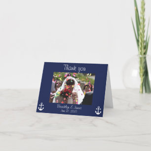 Cartões de Agradecimento de Casamento Náutico Azul