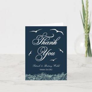 Cartões de Agradecimento de Casamento Náutico Azul