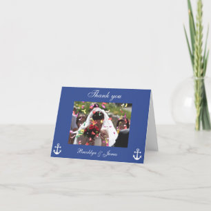Cartões de Agradecimento de Casamento Náutico Azul