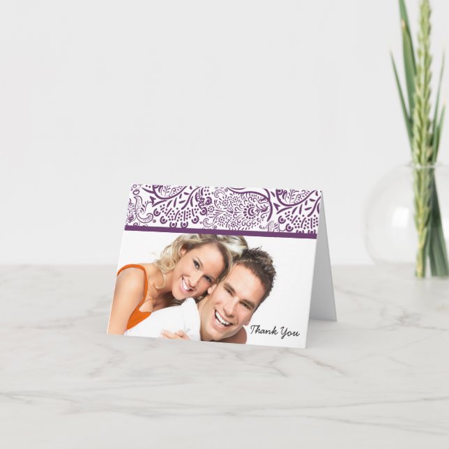 Cartões de Agradecimento de Casamento Plum Love Bi (Frente)