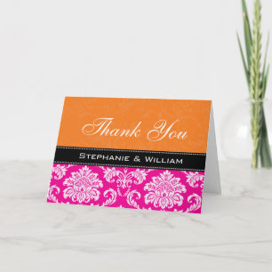 Cartões de Agradecimento de Casamento Rosa Laranja