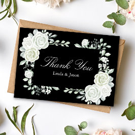 Cartões de Agradecimento de Casamento Rosas Branca