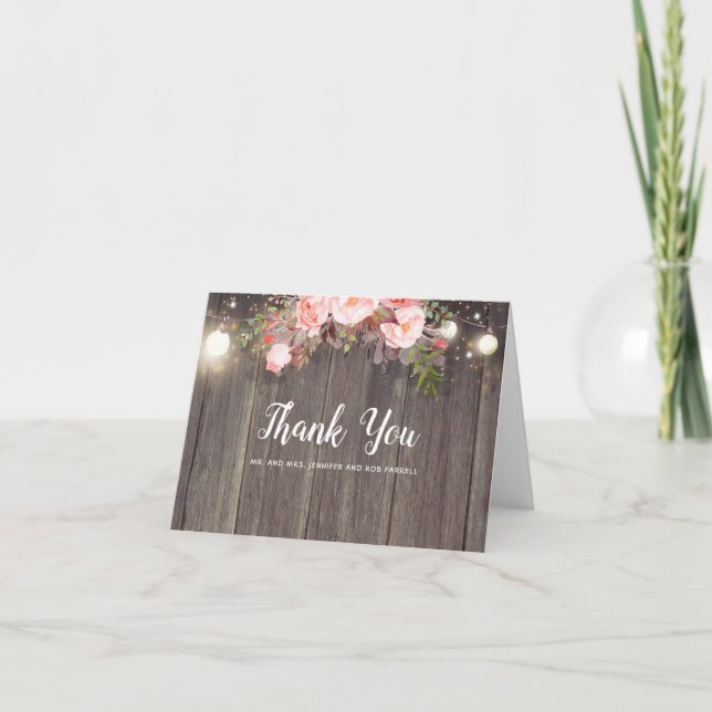 Cartões de Agradecimento de Casamento Rústico Flor (Frente)
