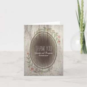 cartões de agradecimento de casamento rústico flor
