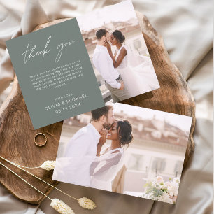 Cartões de Agradecimento de Casamento Verde Sage M