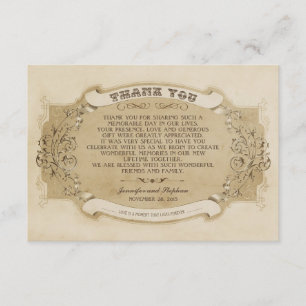 Cartões de agradecimento de casamento vintage chiq