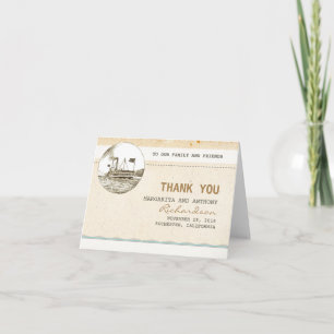 Cartões de agradecimento de casamento vintage de c