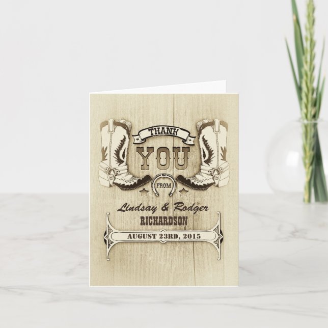 cartões de agradecimento de casamento western cowb (Frente)