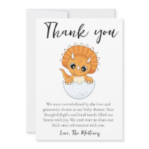 cartões de agradecimento de chá de bebê de mensage