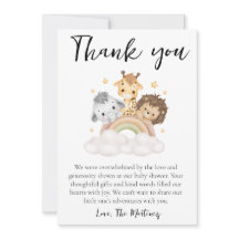 cartões de agradecimento de chá de bebê de mensage