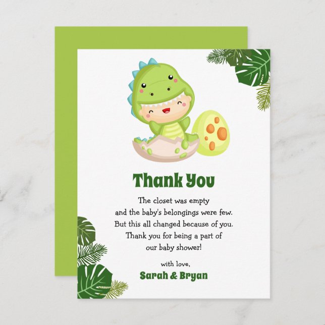 Cartões de Agradecimento de Chuvada de Bebê de Din (Frente/Verso)