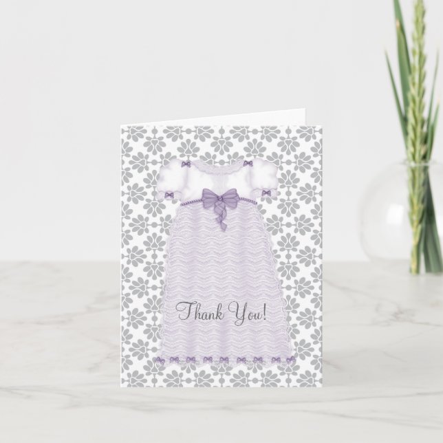Cartões de Agradecimento de Chuvada de Bebê Roxo e (Frente)