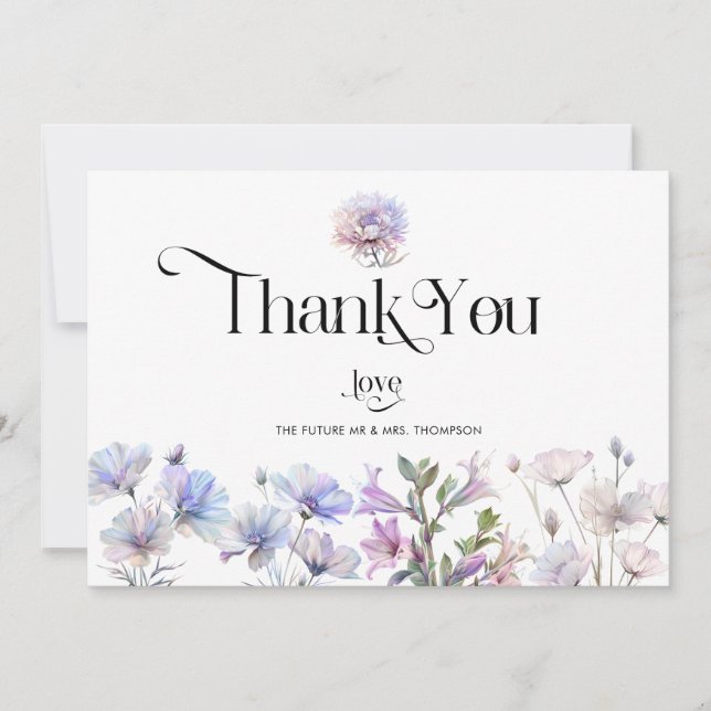 Cartões de Agradecimento de Flores Silvestres Boho (Frente)