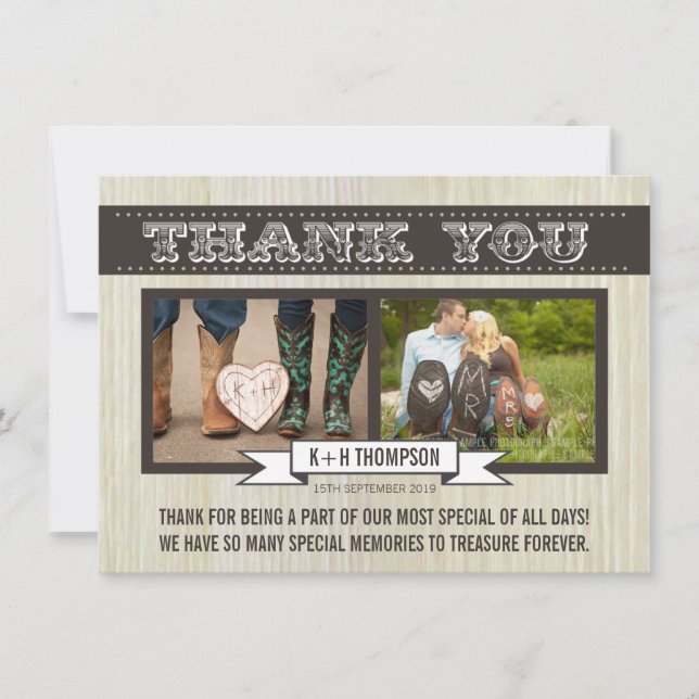 Cartões de agradecimento de foto de casamento west (Frente)