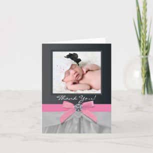 Cartões de agradecimento de fotos de bebê preto ro