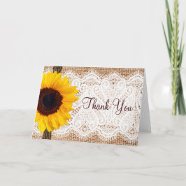 Cartões de Agradecimento de Girassol com Renda de 