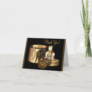 Cartões de Agradecimento de Sapato Preto e Dourado