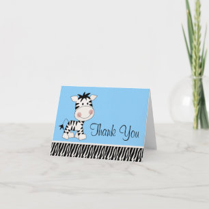 Cartões de Agradecimento de Zebra Azul Fofa