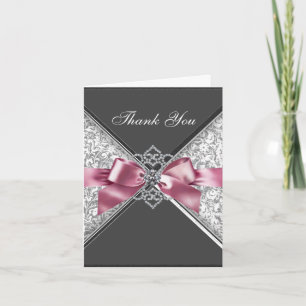 Cartões de Agradecimento Diamantes Rosa Preto Dama