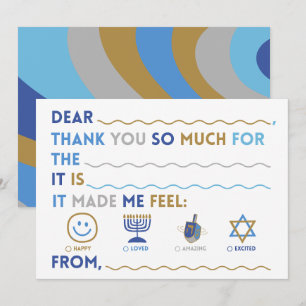 Cartões de agradecimento do Hanukkah para crianças