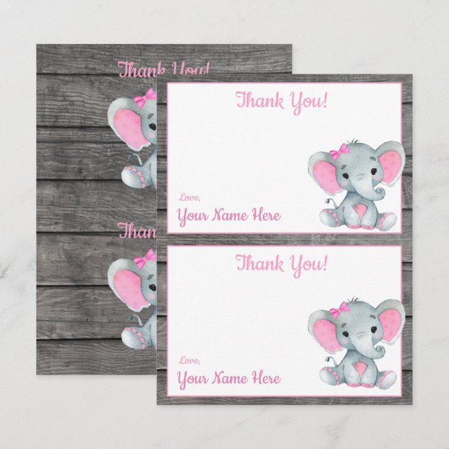 Cartões de Agradecimento Duplos por Página Elefant (Frente/Verso)