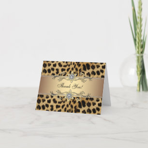 Cartões de Agradecimento Elegantes Leopardo Dourad