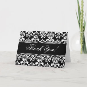 Cartões de Agradecimento Elegantes Preto Branco Da