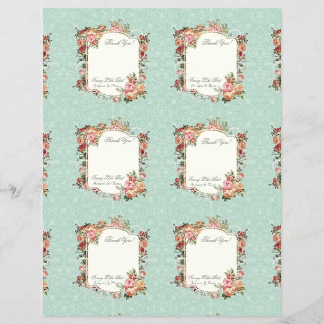 Cartões de Agradecimento Elegantes Rosa Vintage Ba (Frente)