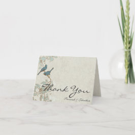 Cartões de Agradecimento em Damask com Pássaros em