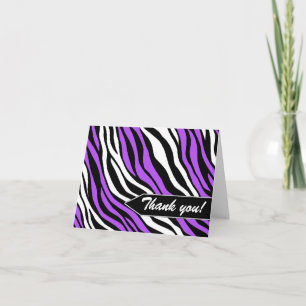 Cartões de Agradecimento Estampa de Zebra Roxo